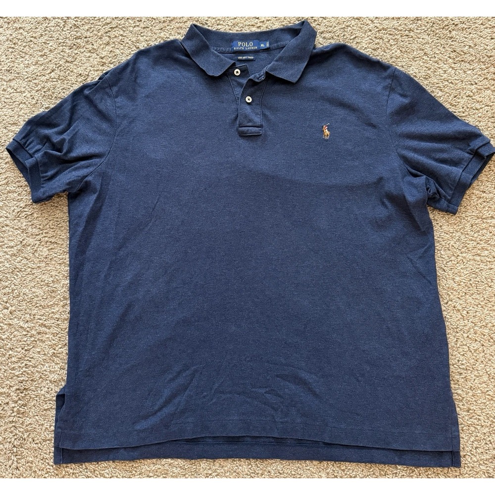 Polo Ralph Lauren Polo Shirt Pima Soft Touch Cotton Blue Pony Logo Mens XL